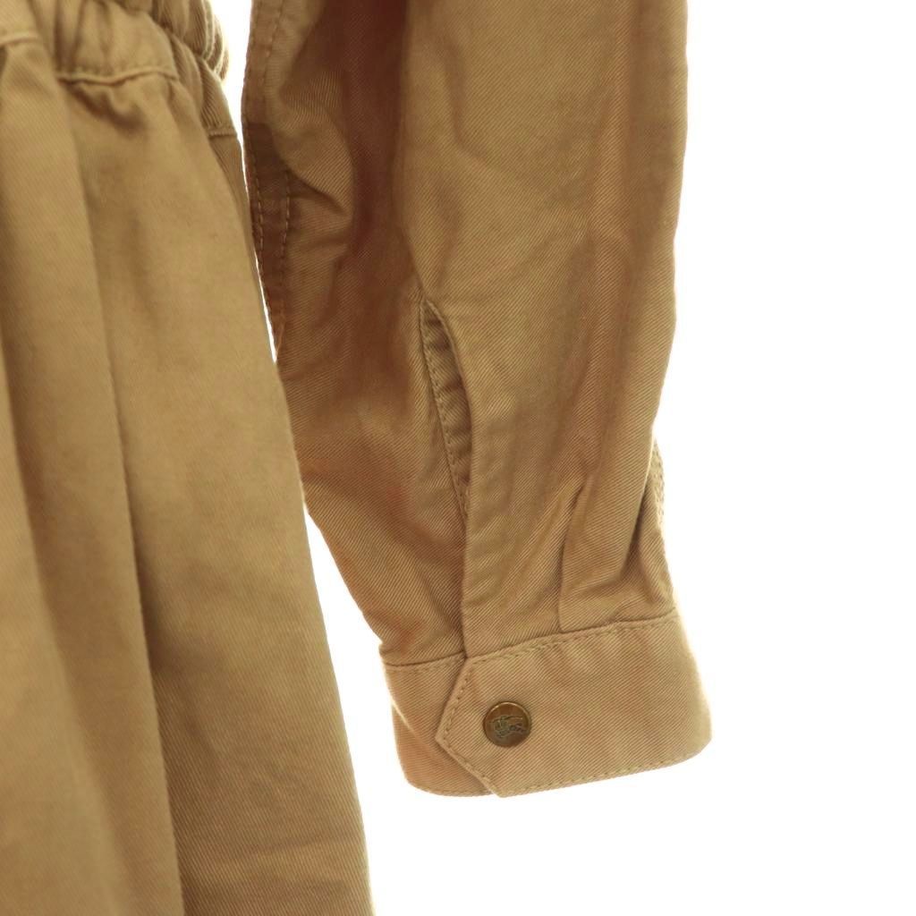 バーバリーブルーレーベル BURBERRY BLUE LABEL ドロスト シャツワンピース 膝丈 長袖 コットン 36 ベージュ /NR ■OS