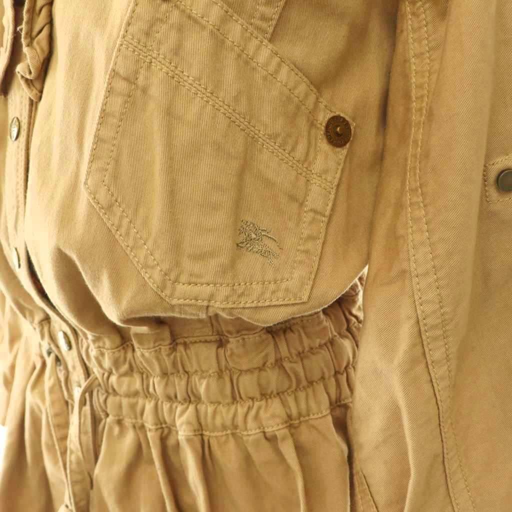 バーバリーブルーレーベル BURBERRY BLUE LABEL ドロスト シャツワンピース 膝丈 長袖 コットン 36 ベージュ /NR ■OS