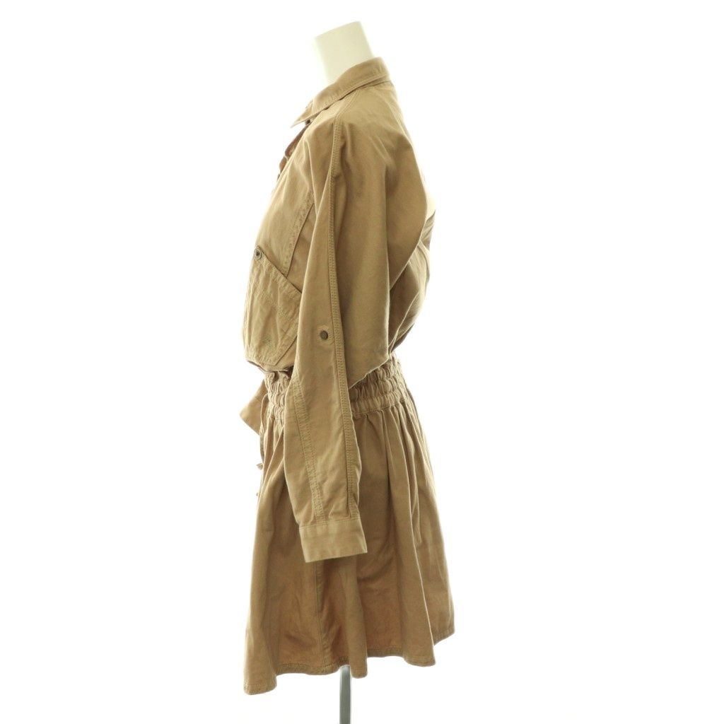 バーバリーブルーレーベル BURBERRY BLUE LABEL ドロスト シャツワンピース 膝丈 長袖 コットン 36 ベージュ /NR ■OS