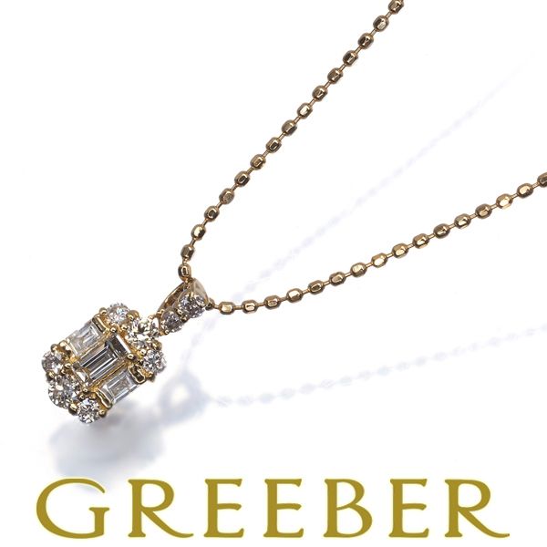 ダイヤ ダイヤモンド 0.20ct 2種カット ネックレス K18YG #193409