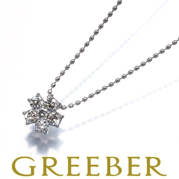 ダイヤ ダイヤモンド 0.30ct フラワー ネックレス K18WG #194598