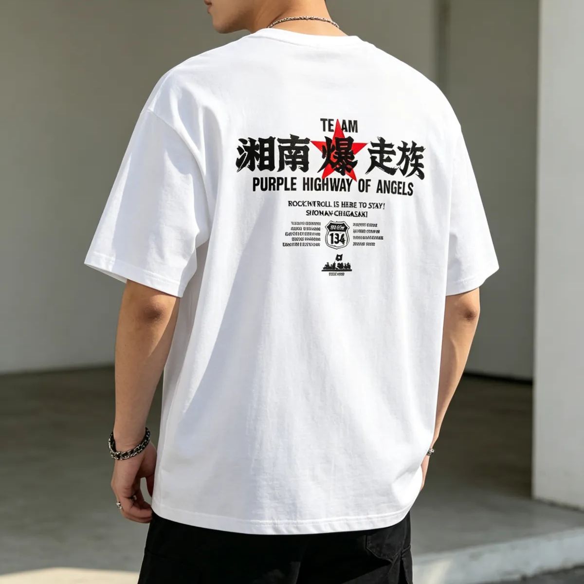 湘南爆走族」レトロバイクカルチャープリント おしゃれTシャツ 旧車