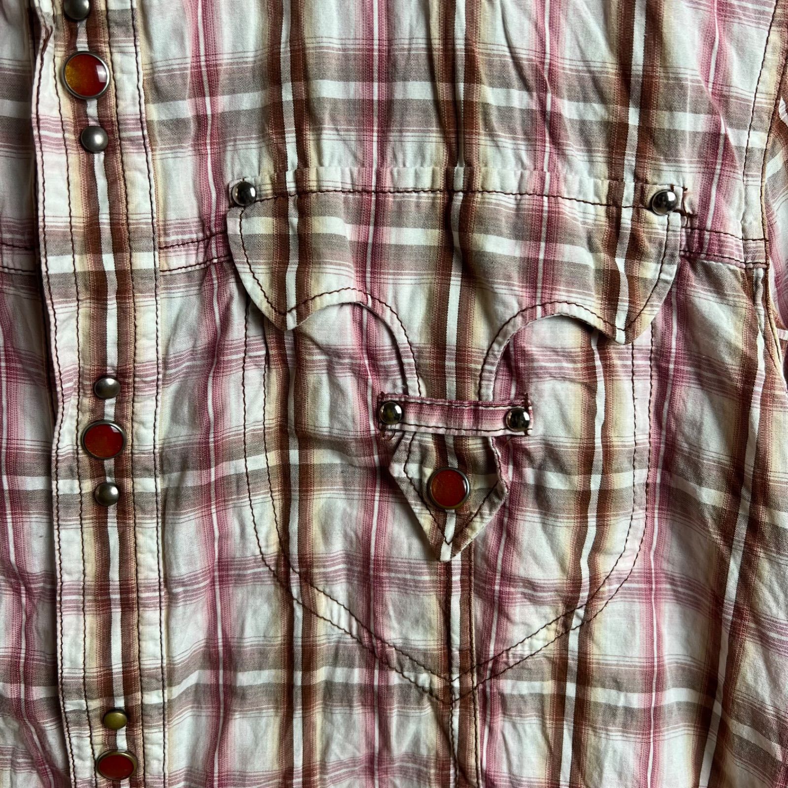 NICOLE CLUB FOR MEN 00s y2k archive pink Western shirts 48 L