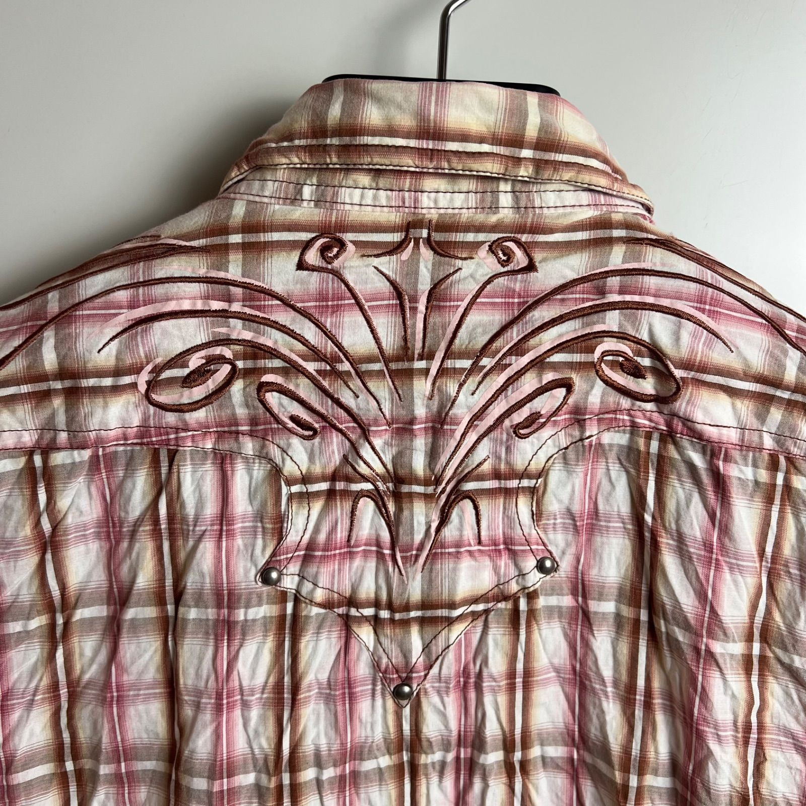 NICOLE CLUB FOR MEN 00s y2k archive pink Western shirts 48 L