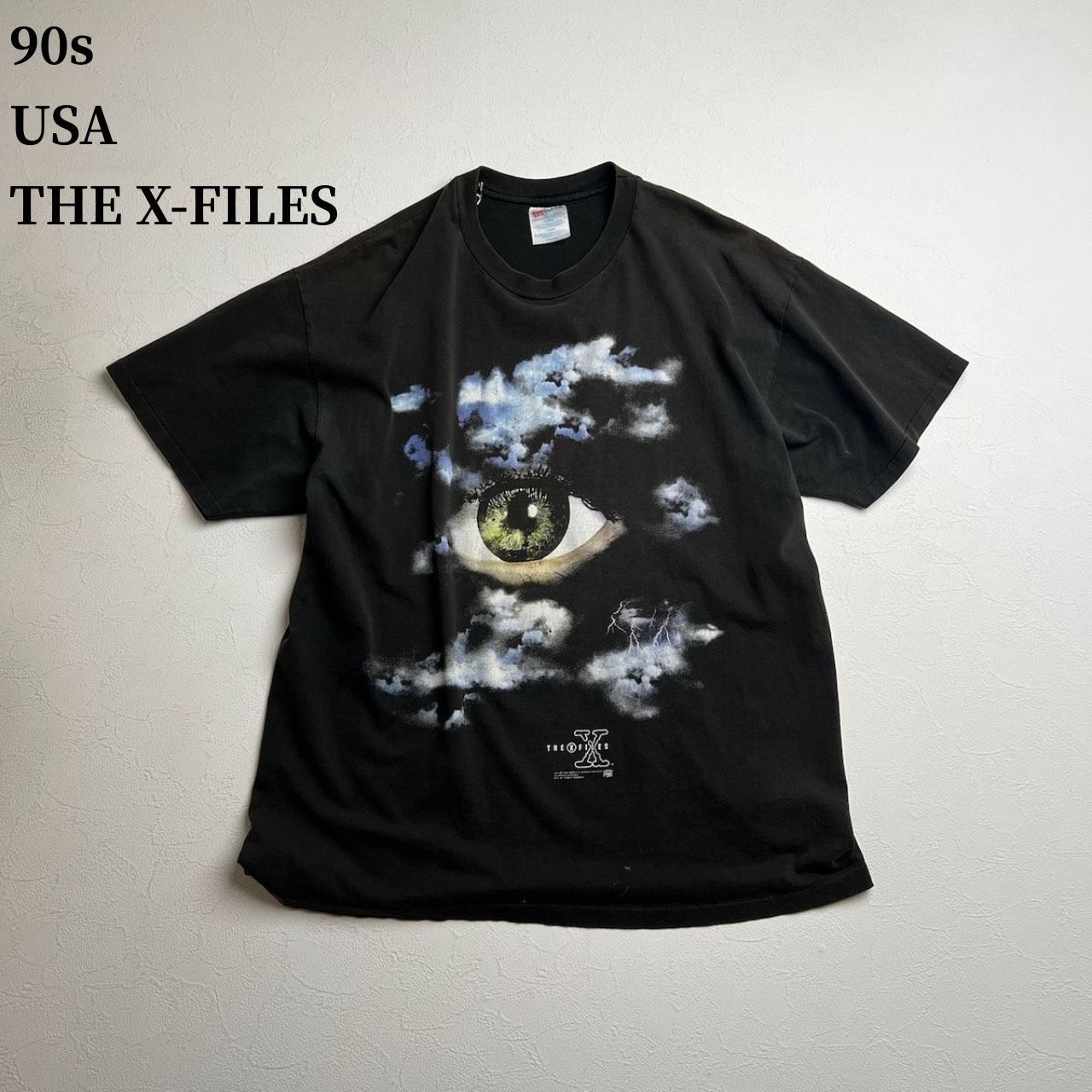 90s USA THE X-FILES　ドラマ　シングルステッチ　エックスファイル　Tシャツ　ブラック　XL 古着