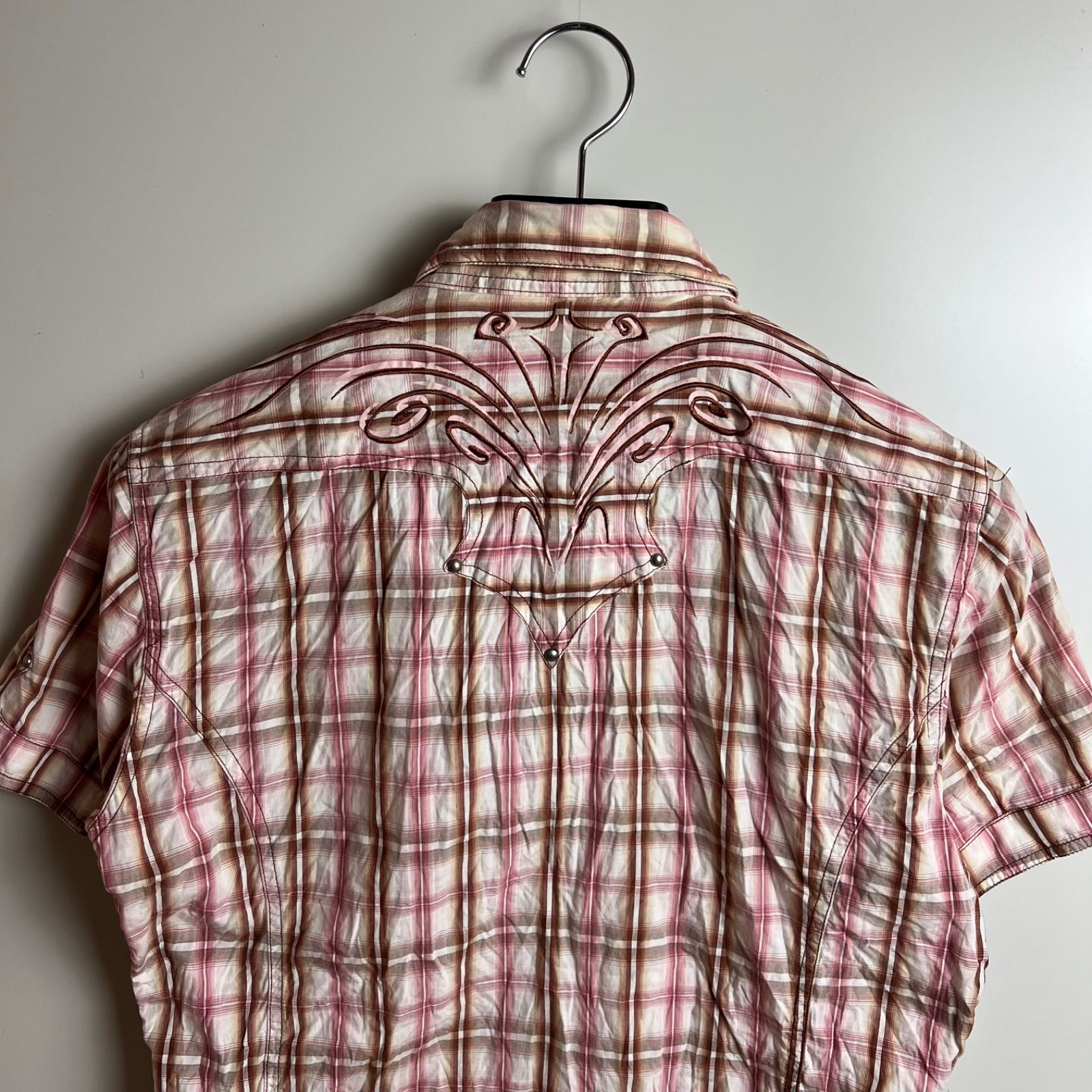 NICOLE CLUB FOR MEN 00s y2k archive pink Western shirts 48 L