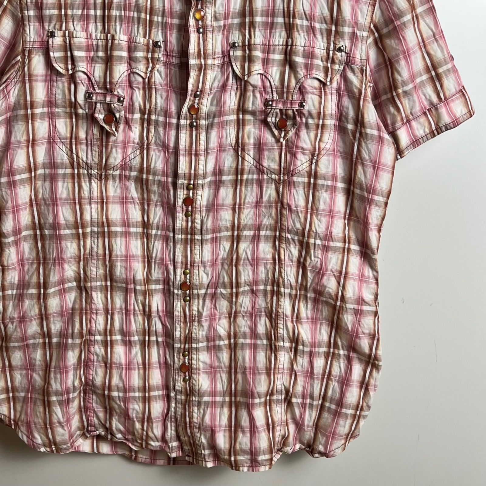 NICOLE CLUB FOR MEN 00s y2k archive pink Western shirts 48 L 
