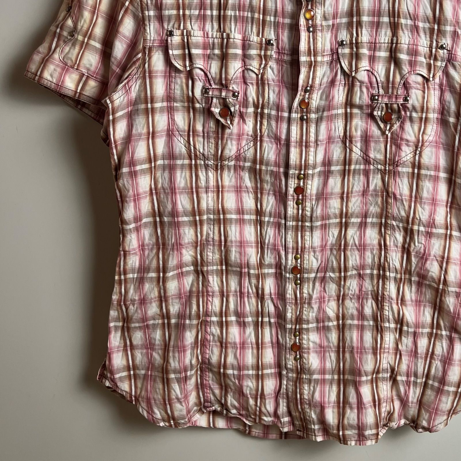 NICOLE CLUB FOR MEN 00s y2k archive pink Western shirts 48 L