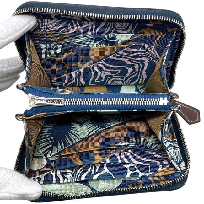 HERMES エルメス アザップコンパクト シルクイン ケース ネイビー系 エルメス コインケース アザップコンパクト シルクイン ネイビー 紺色