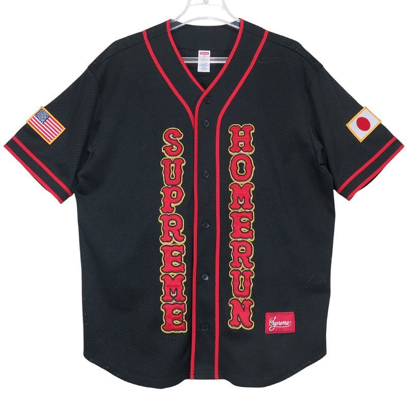 SUPREME シュプリーム x HORMERUN ホームラン 25SS BASEBALL JERSEY ベースボール ジャージ− ブラック メッシュ ショートスリーブ シャツ 半袖 サイズM June