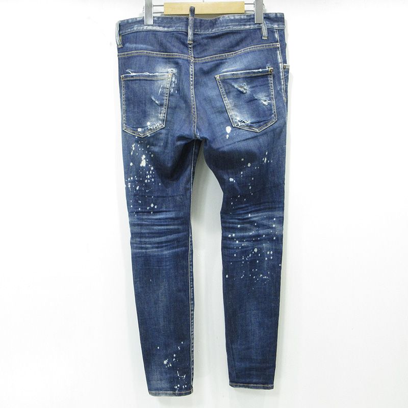 【三重本店】 中古 DSQUARED2 | ディースクエアード SUPER TWINKY JEAN スーパーツインキージーンズ トウィンキー USED加工ストレッチボタンフライデニムパンツ ダメージ加工 S74LB1052 ブルー サイズ：48 【108】