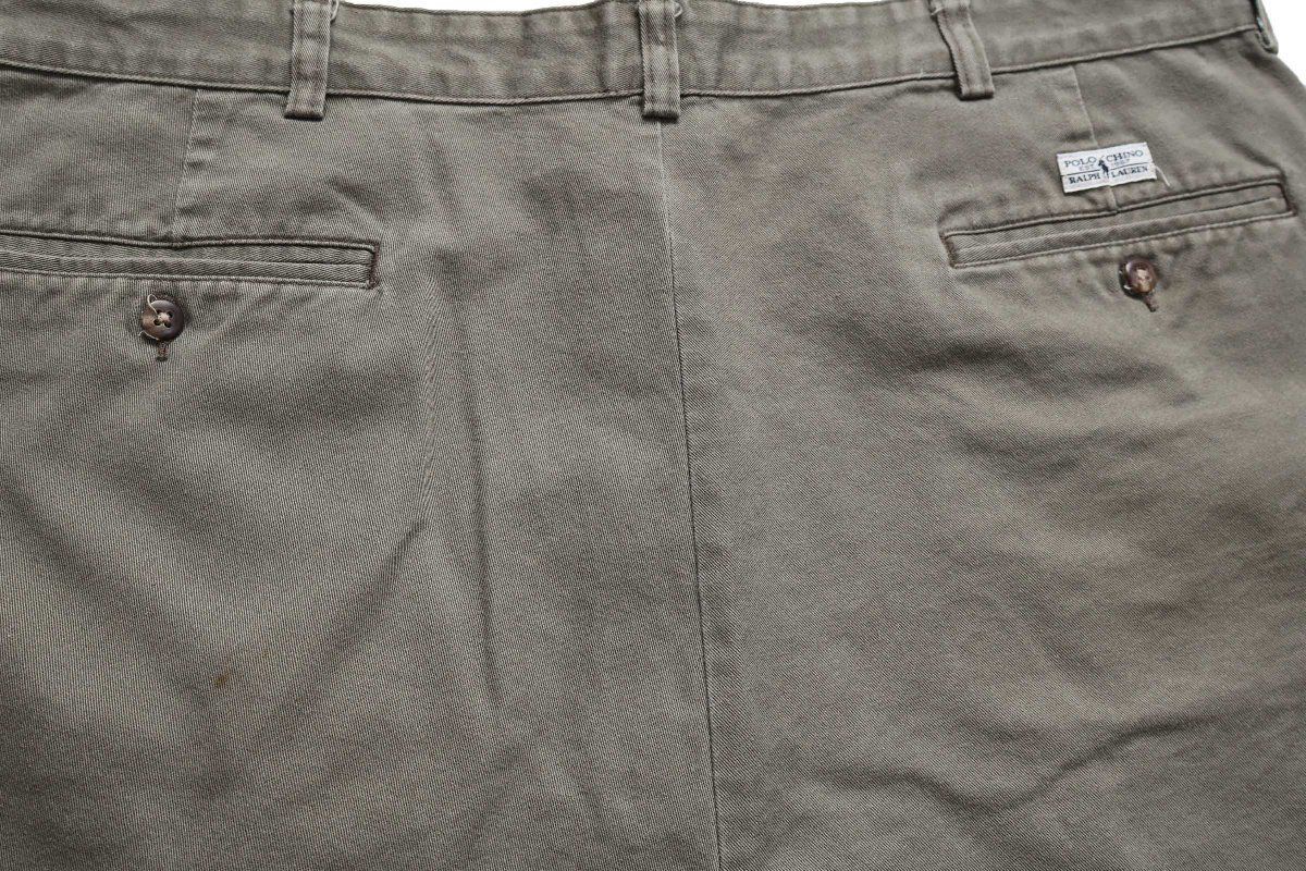 90s メキシコ製 ポロ ラルフローレン ANDREW SHORT ツータック コットン チノ ショートパンツ グリーングレー W38★145 ショーツ ハーフ 90s メキシコ製 ポロ ラルフローレン ANDREW SHORT ツータック コットン チノ ショートパンツ グリーングレー W38★145 ショーツ ハーフ