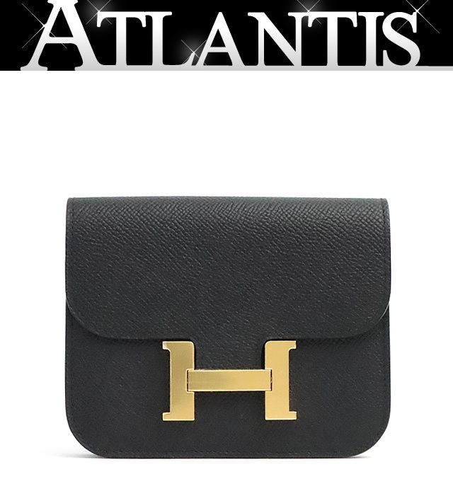 【広尾店】未使用 エルメス HERMES コンスタンス スリム エプソン 黒 G金具 U刻印(2022年) 【19257】