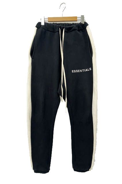 フィアオブゴッド エッセンシャルズ Fear of God ESSENTIALS Sweat Pant ロゴ プリント サイド ライン スウェット パンツ S 黒 白ブラック ホワイト ブランド古着ベクトル 中古☆AA★260630