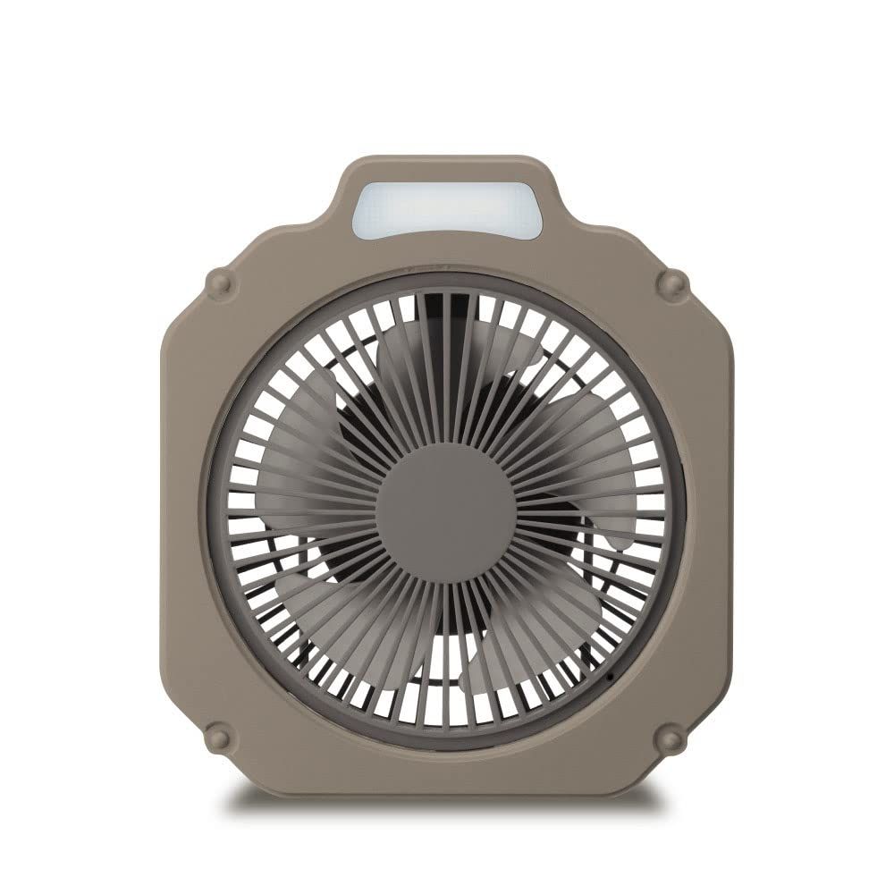 【アウトドアに最適】 ドウシシャ WindGEAR 扇風機 アウトドア向け 14? LEDライト付 防水機能（IPX4) 2電源対応（充電式・USB電源） 風量3段階 収納袋付 ブラウンe 237d89c7