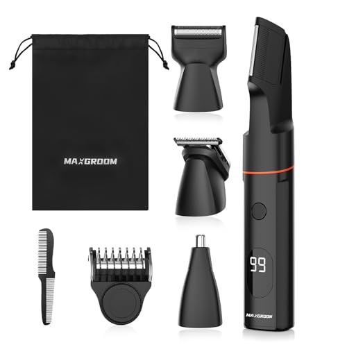 MAXGROOM ボディシェーバー メンズ 4in1 ボディ トリマー 電動シェーバー 電気 体毛シェーバー バリカン VIO ひげそり IPX6防水 乾湿両用 Type-C充電式 LEDディスプレイ すね毛 脇毛 全身対応 小型 男性 女性 7fba482d
