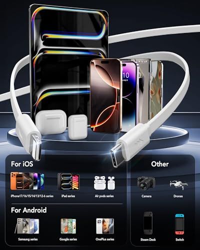 COCIVIVRE 4in1 巻き取り式充電器 （デュアルUSBポート+ ライトニング/Type-Cケーブル内蔵）伸縮可能 40W急速充電 折りたたみ式プラグ コンパクト 省スペース 保護機能 Air Pods Pro 3/i-Phone17 4d7f242d