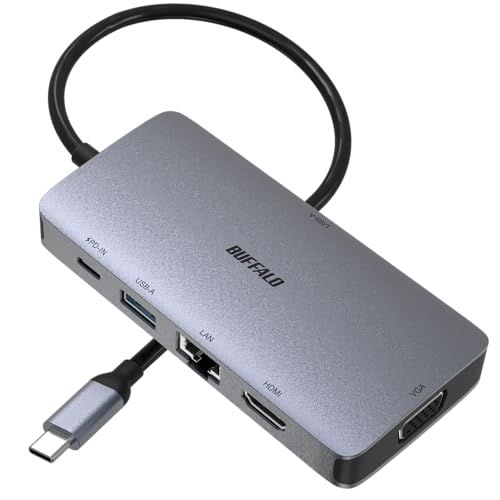 バッファロー USB-C ハブ ドッキングステーション 6-in-1 100W USB PD HDMI 4K VGA LANポート Type-C Type-A USB 3.2 Gen1 高速データ転送 急速充電 【 Windows/Mac/C 8836ac08