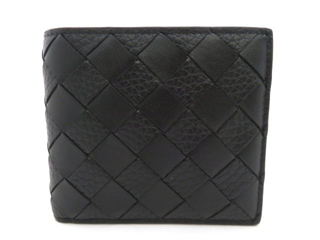 BOTTEGAVENETA ボッテガヴェネタ イントレチャート コインパース付き 二つ折り ウォレット 749412V63U18803 レザー ブラック メンズ【中古】【473】