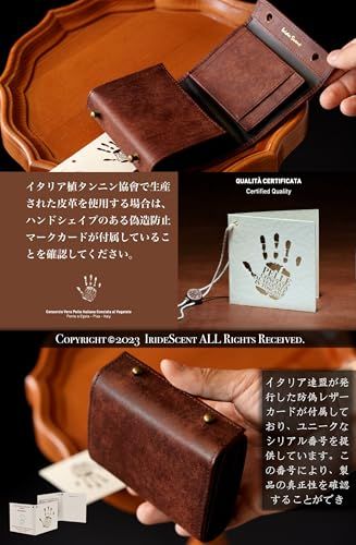 [IrideScent] 二つ折り財布 メンズ 2つ折り 箱型の小銭入れ イタリアン レザー プエブロ ミニ財布 コンパクト 小さい財布 二つ折り 箱状です 牛革 大容量 L字 レディース PUEBLO (Brown)koe 4bff13f9
