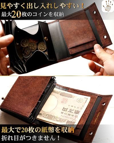 [IrideScent] 二つ折り財布 メンズ 2つ折り 箱型の小銭入れ イタリアン レザー プエブロ ミニ財布 コンパクト 小さい財布 二つ折り 箱状です 牛革 大容量 L字 レディース PUEBLO (Brown)koe 4bff13f9