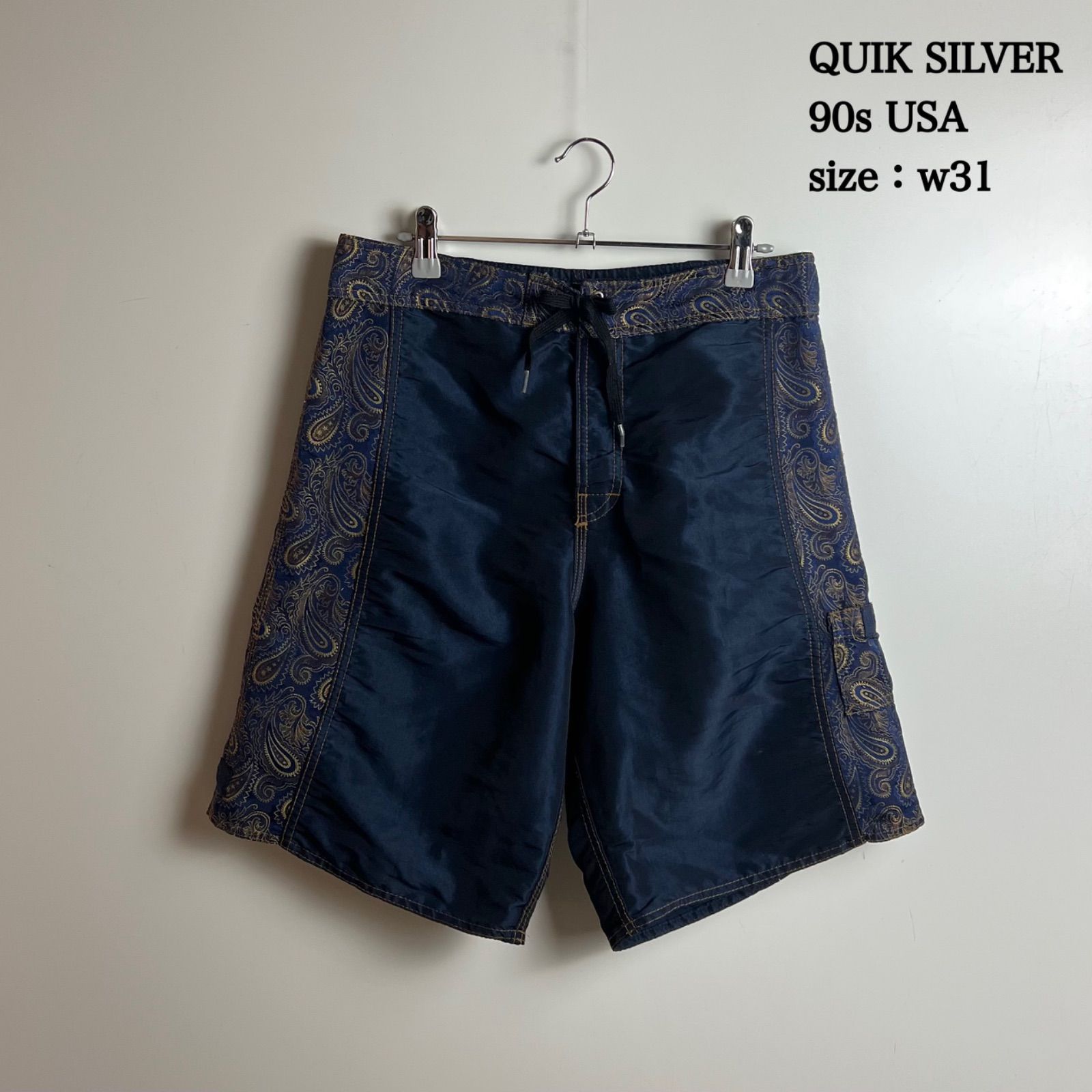 QUIK SILVER 90s USA vintage paisley swim pants w31 クイック