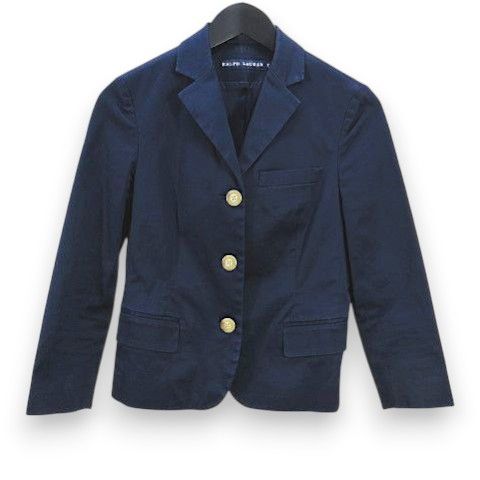 ラルフローレン RALPH LAUREN 長袖 ジャケット 7 紺系 ネイビー 無地 サイドポケット 胸ポケット 日本製 ストレッチ