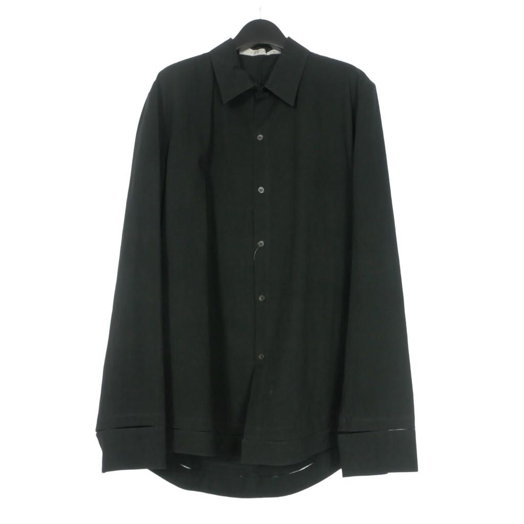 カング KANG HAND-STITCHED HEM BORDER RELAXED FIT ハンドステッチ リラックスフィット シャツ 長袖 48 ブラック 黒 M/SHR-012-MO