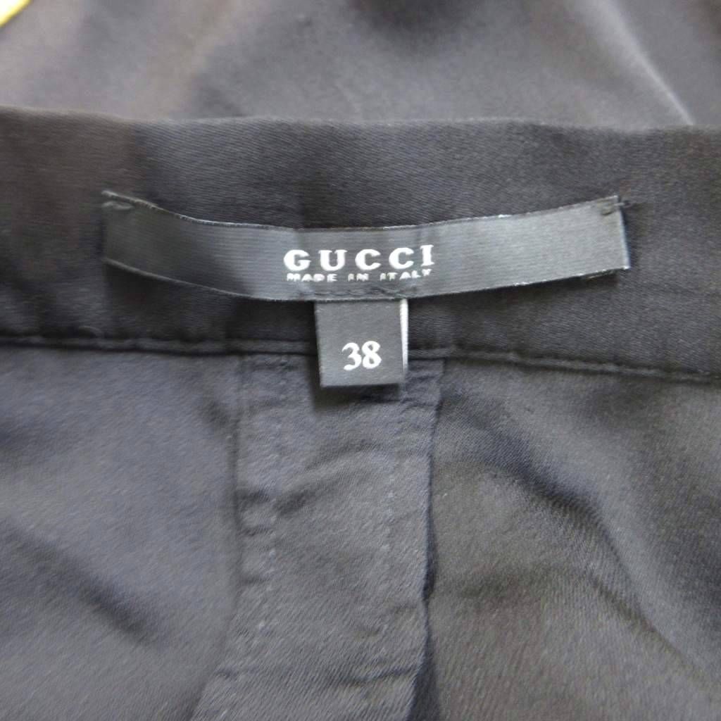 グッチ GUCCI ワンピース 絹 シルク 38 黒 ブラック マスタード V