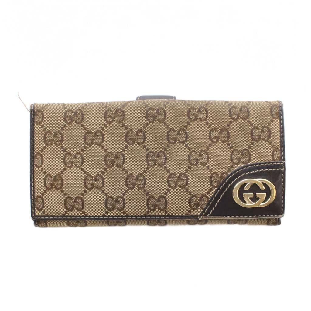 グッチ GUCCI 長財布 二つ折り 小銭入れ 札入れ ベージュ GGキャンバス モノグラム柄 インターロッキングGロゴ 181598 /RI ■OS ■GY11