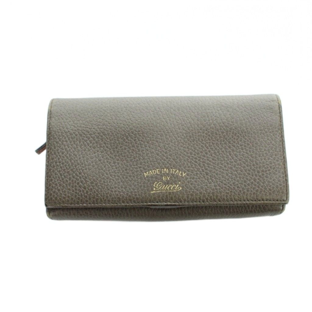 グッチ GUCCI 長財布 ウォレット 型押しロゴ レザー ラウンドファスナー 茶 ブラウン ■GY11 /MQ ■OH