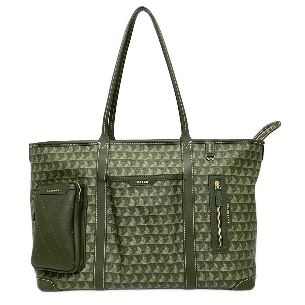 Anya Hindmarch(アニヤハインドマーチ) ショルダーバッグ美品 - ダークグリーン×ライトグリーン BITS&BOBS レザー