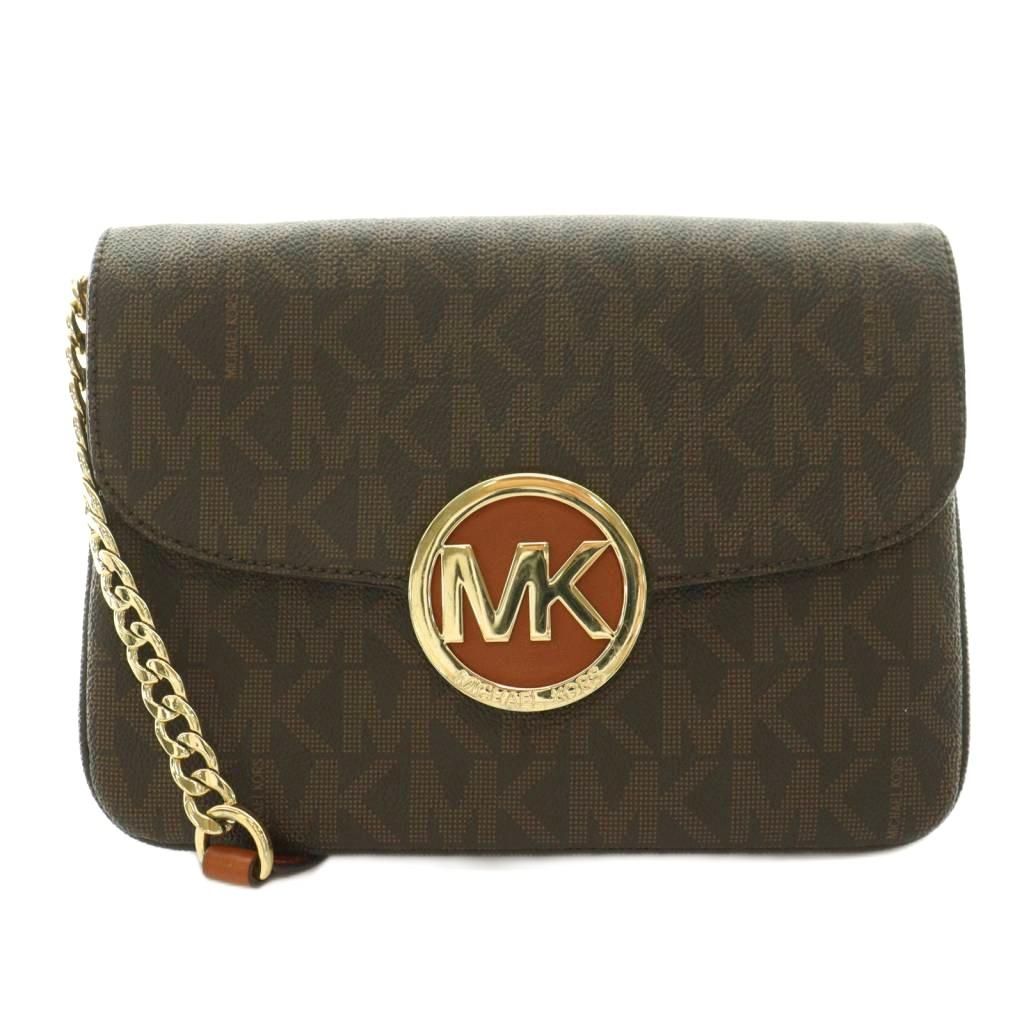 マイケルコース MICHAEL KORS ショルダーバッグ 総柄 ロゴ 茶 ブラウン ゴールドカラー /BB ■GY18