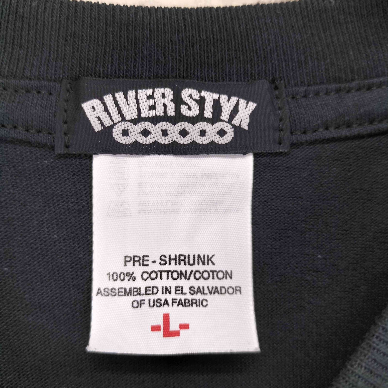 ユーズドフルギ USED古着 {{RIVER STYX}} フロントプリントクルーネックバンドTシャツ メンズ L