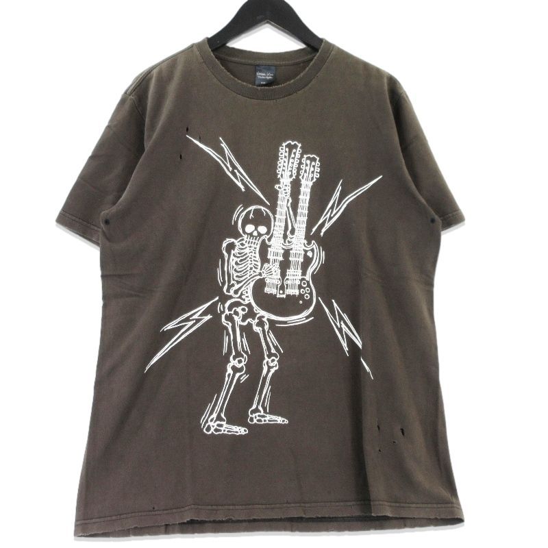 NUMBERNINE ナンバーナイン 半袖Tシャツ スカル ギター ダメージ加工 NIGHT CRAWLER期 05SS ナイトクローラー ブラウン 3 99000970