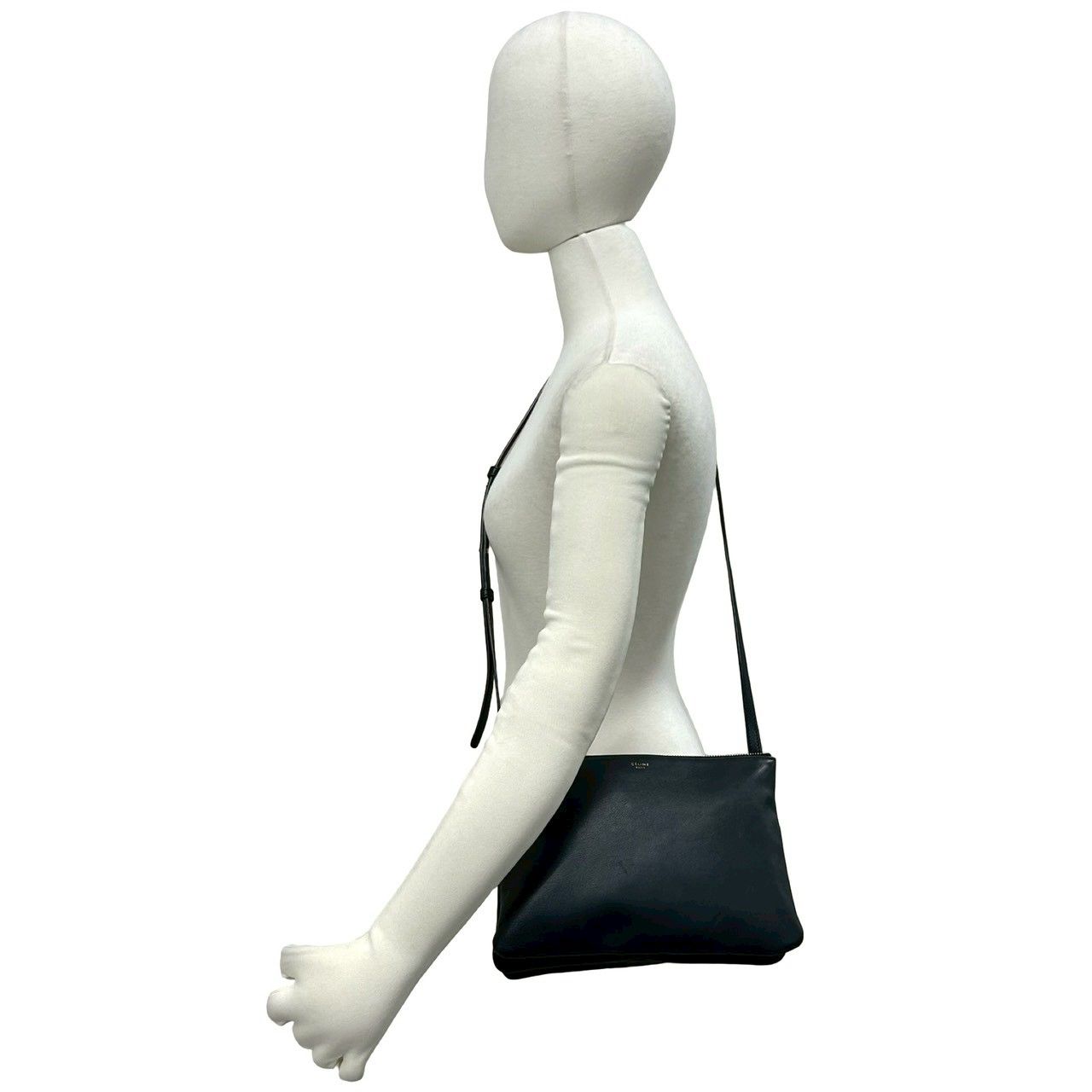 極 美品 CELINE セリーヌ トリオ レザー 本革 ショルダーバッグ ミニ 