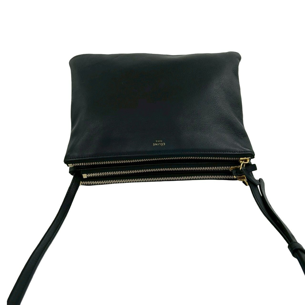 極 美品 CELINE セリーヌ トリオ レザー 本革 ショルダーバッグ ミニ