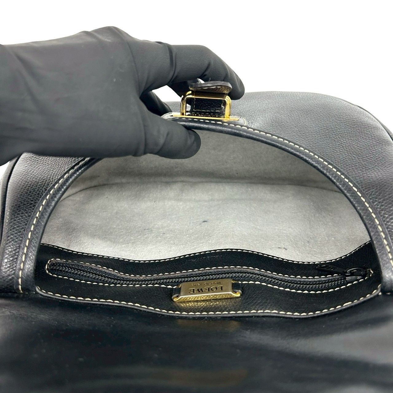 極 美品 LOEWE ロエベ ヴィンテージ アナグラム ロゴ レザー 本革 