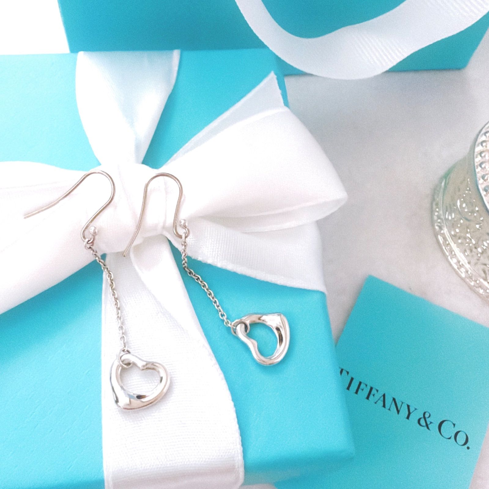 美品✨Tiffanyティファニーオープンハートドロップピアス シルバー