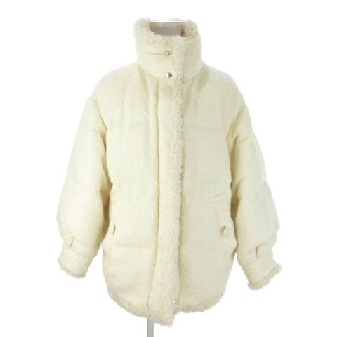 スナイデル SNIDEL ダウンコート ツイード ミドル丈 0 白 ホワイト 