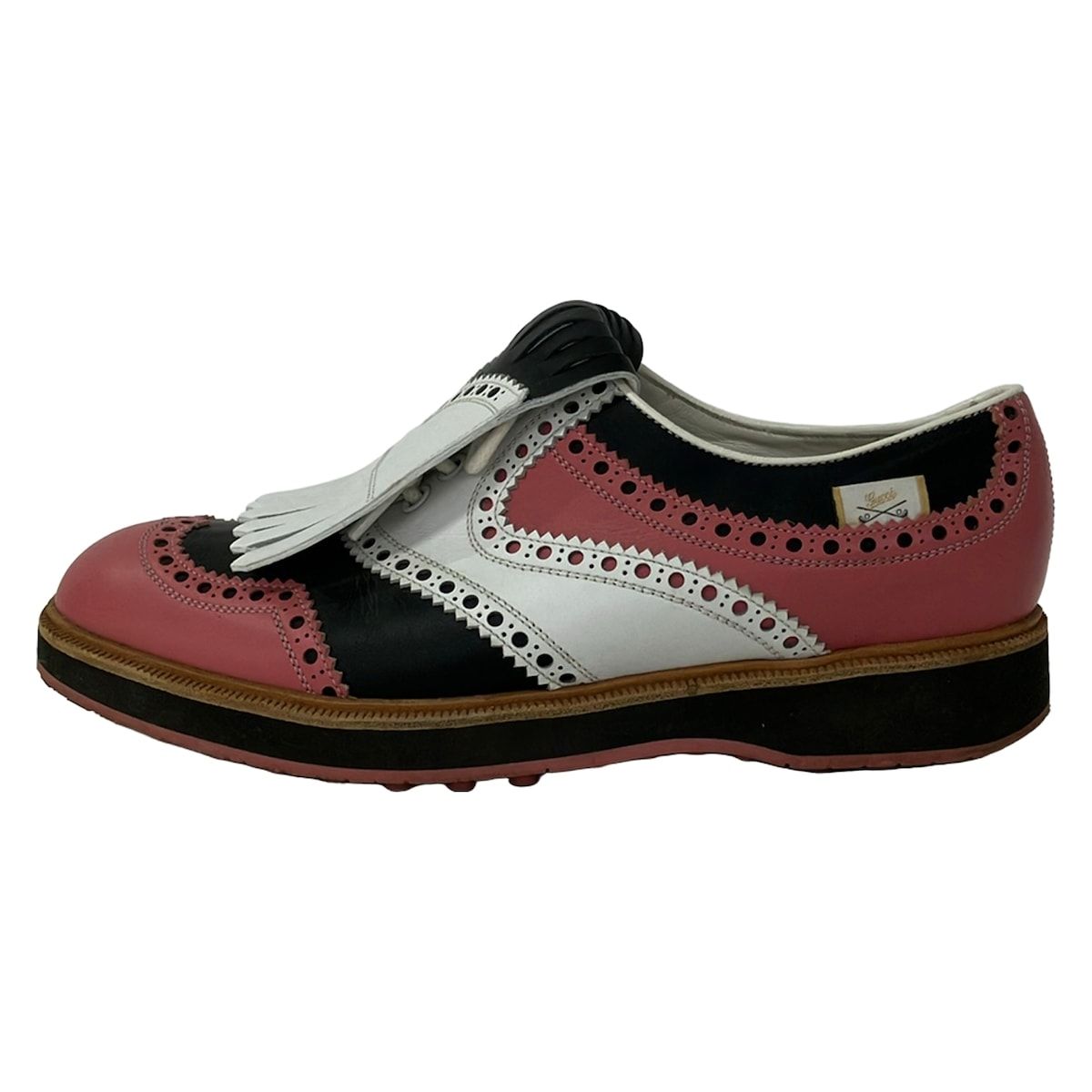 GUCCI(グッチ) シューズ 38 レディース - 370688 ピンク×黒×白 ウィングチップ レザー