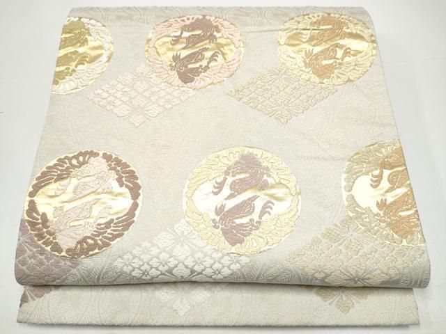 平和屋着物●六通柄袋帯　唐織　花鳥丸文　金糸　正絹　逸品　CABH5089hy