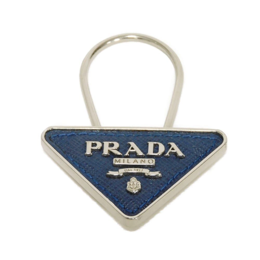 PRADA プラダ サフィアーノ キーリング ブルー ネイビー シルバー