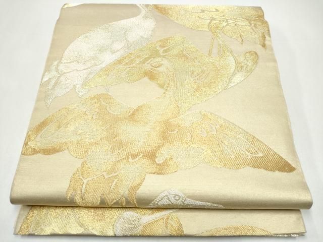 平和屋着物●西陣　川島織物　六通柄　本袋帯　鶴　金銀糸　正絹　逸品　CABI0074hy