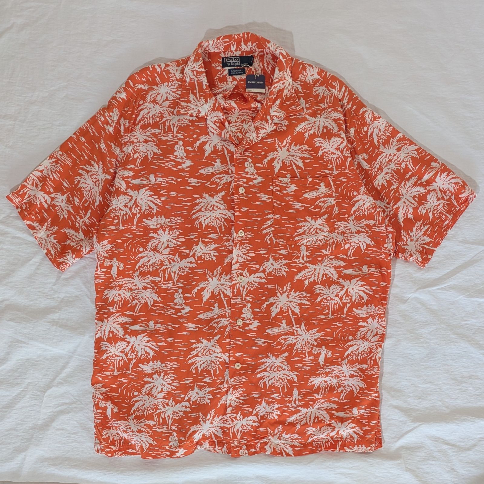 【希少・デッドストック】90s ポロラルフローレン CALDWELL コールドウェル レーヨン シャツ オレンジ　Polo by Ralph Lauren　L