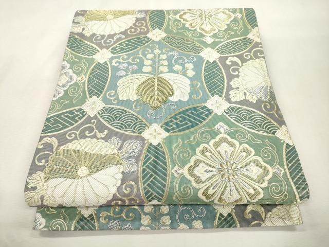 平和屋着物●六通柄袋帯　七宝花文　金銀糸　正絹　逸品　CABH6682dy