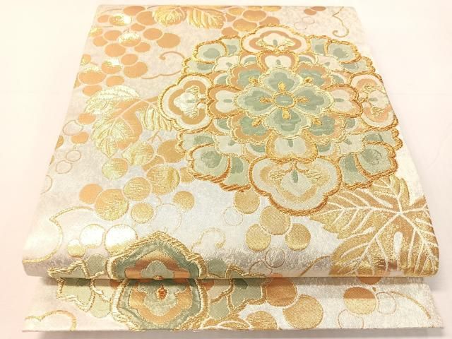 平和屋着物●六通柄袋帯　華文ぶどう紋様　金糸　正絹　逸品　CABH4788vp 20,592円