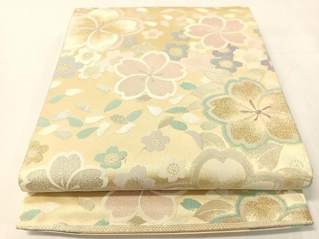 平和屋着物●両面 六通柄袋帯 舞桜 金銀糸 正絹 逸品 CABI4026vp