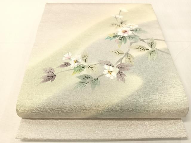 平和屋着物●太鼓柄袋帯　手描き　枝花文　正絹　逸品　CABI4028vp