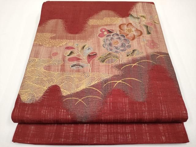 平和屋着物＊夏物　太鼓柄袋帯　刺繍　辻が花　金彩　正絹　逸品　CABH6069tx